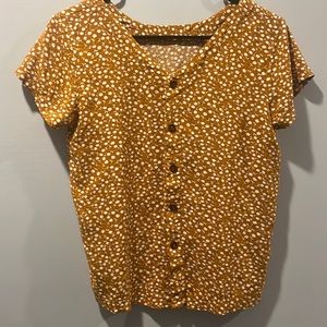 BT brand Yellow floral button down shirt